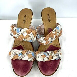 Kenzie Janie Patchwork Fabric Wedge Boho Sandals Women's 10 M
